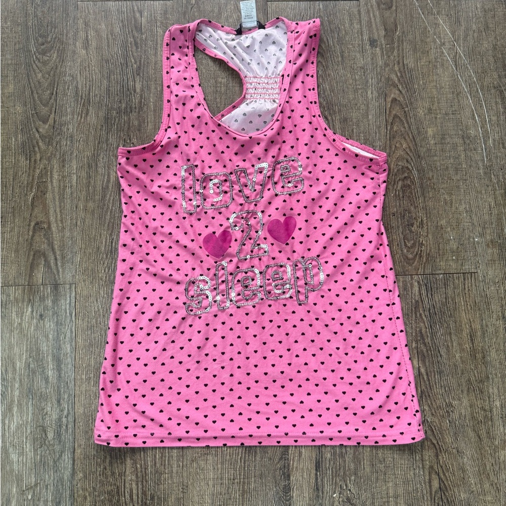 Pink Polka Dot Sleep Tank Top Y2K